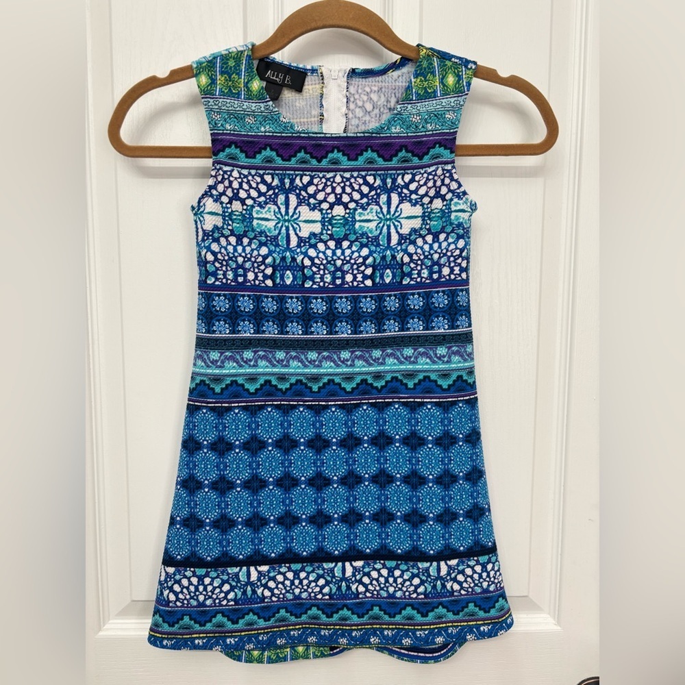 Blue Patchwork Print Dress | Ally B Size 7